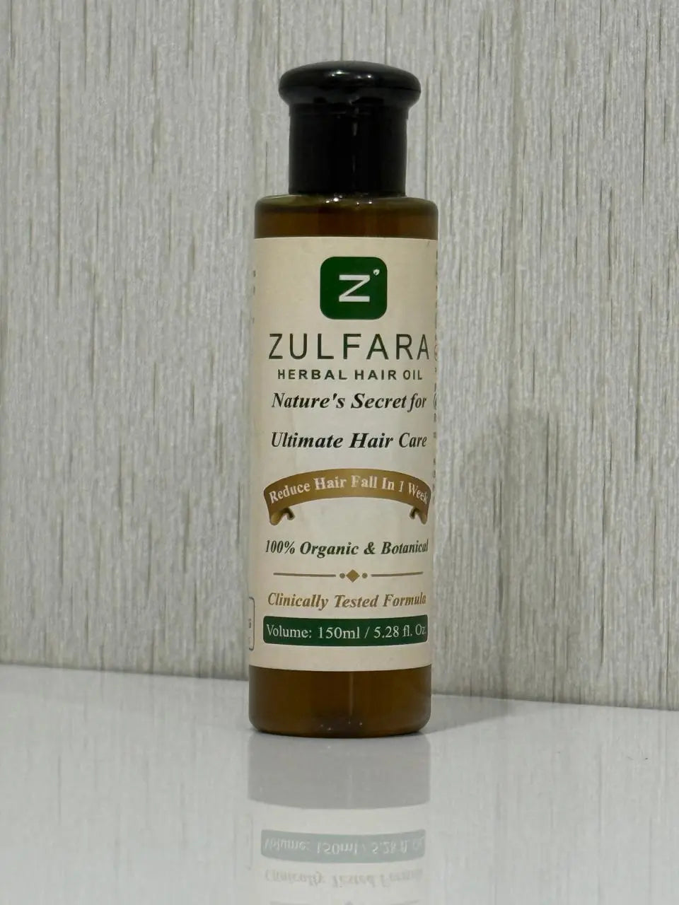 Zulfara Herbal Hair Oil bottle front view for hair fall control and hair growth
