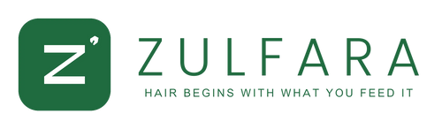 Zulfara primary official brand logo green and white theme